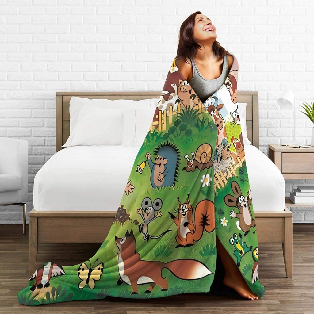 Der kleine Maulwurf Warme Decke Kinder Plüsch Überwurf Ästhetisch Outdoor Flanell Bettüberwurf Sofa Bettbezug