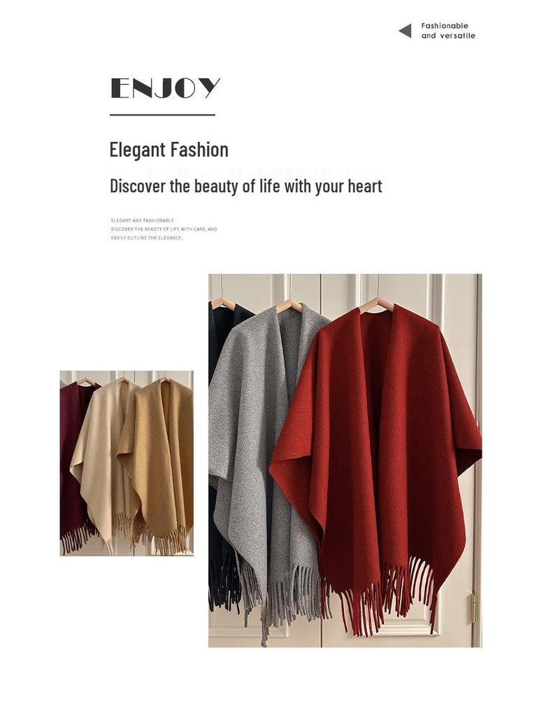 Cozy Wool Tassel Shawl for Women – Autumn/Winter Photography Cloak