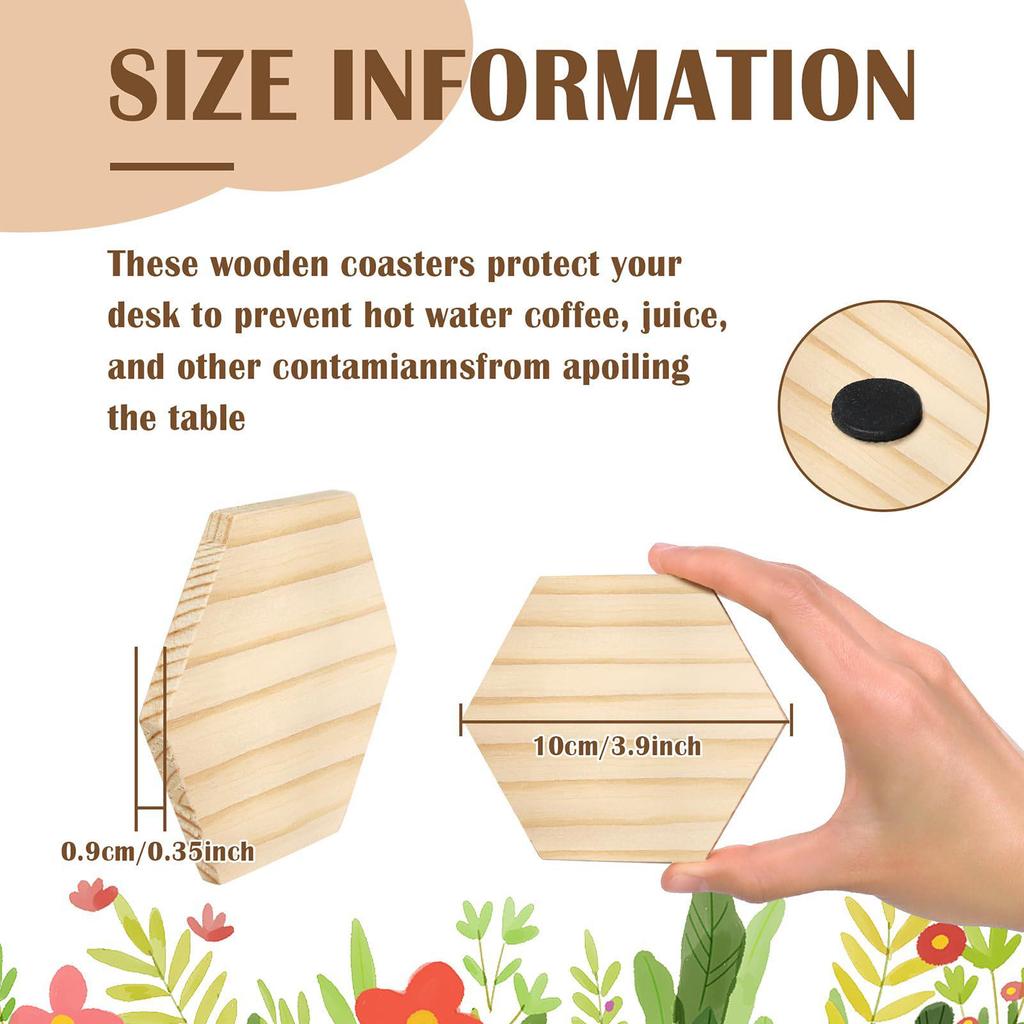 Solid Wood Coaster with Logo Engraving - Square, Round, Heart-Shaped Heat-Resistant Coaster