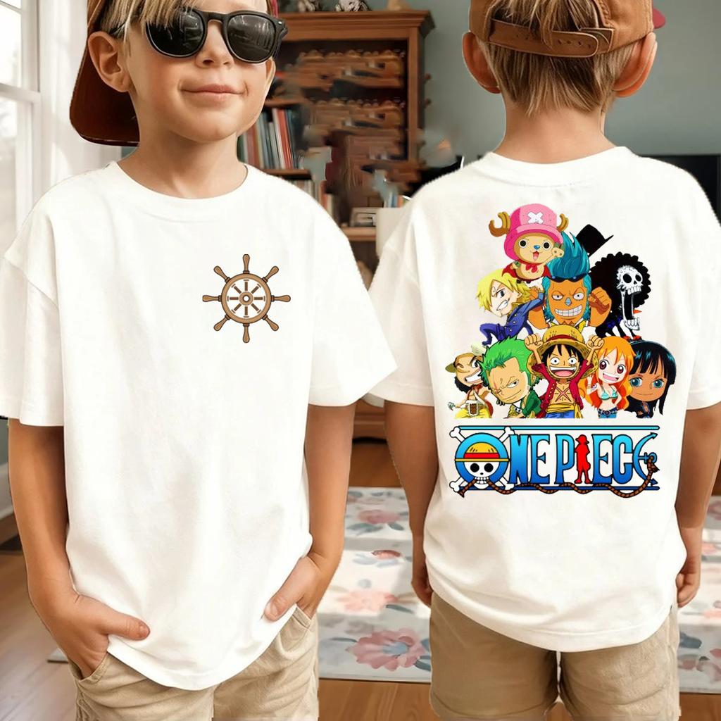New One Piece Japanese Anime Printed Men's T-Shirt Roronoa Zoro Boy Children's Harajuku Short Sleeve Kids Luffy T-shirt Clothing