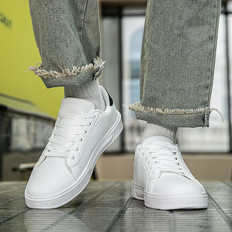 Business Casual Men's Shoes Soft Women Shoes Comfortable Casual PU Leather Shoes for Men 2025 Autumn Solid White Men Sneakers