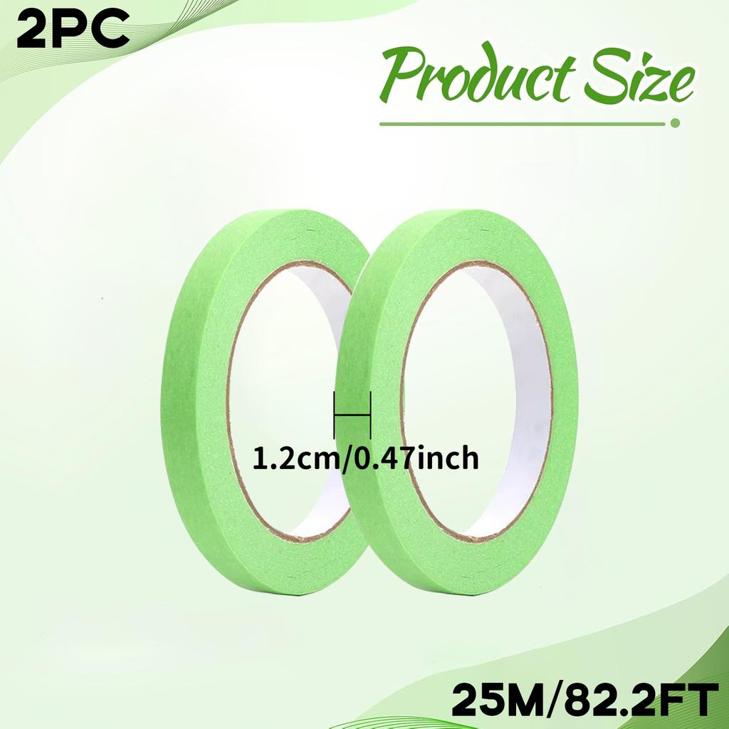 Green Painter's Masking Tape, 25m Roll, Easy Tear, Single Side Adhesive for Oil Painting and DIY