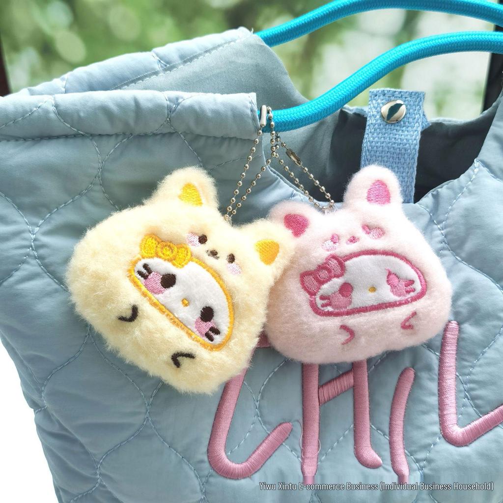 Cartoon Bear Headgear Daruma Squeaky Pendant Cute Plush Toy Brooch