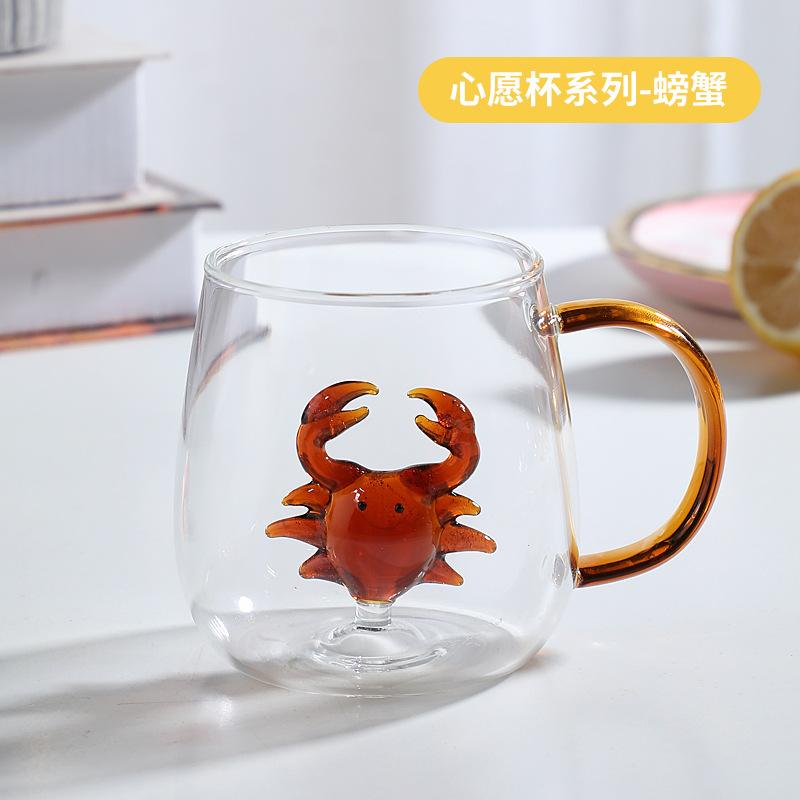 400 ml 3D-Wasserglas, Cartoon-Tierform, Glastasse, Kaffeetasse, kreatives Design, Modellierung, süßes Trinkglas, Wasserbecher, Geschenk für Liebhaber