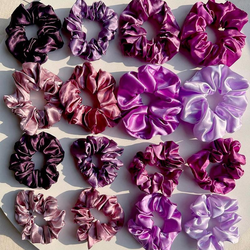 16 pçs Elásticos de Cabelo Scrunchies de Cor Sólida, Elásticos de Cabelo de Cetim Macio, Acessórios de Cabelo Casuais Versáteis para Mulheres Elásticos Scrunchy