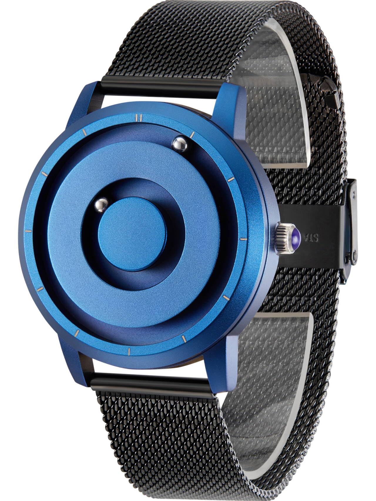 

EUTOUR Magnetic Wristwatch Men Quartz 40MM Blue Dial Black Stainless Steel Mesh Strap Waterproof
