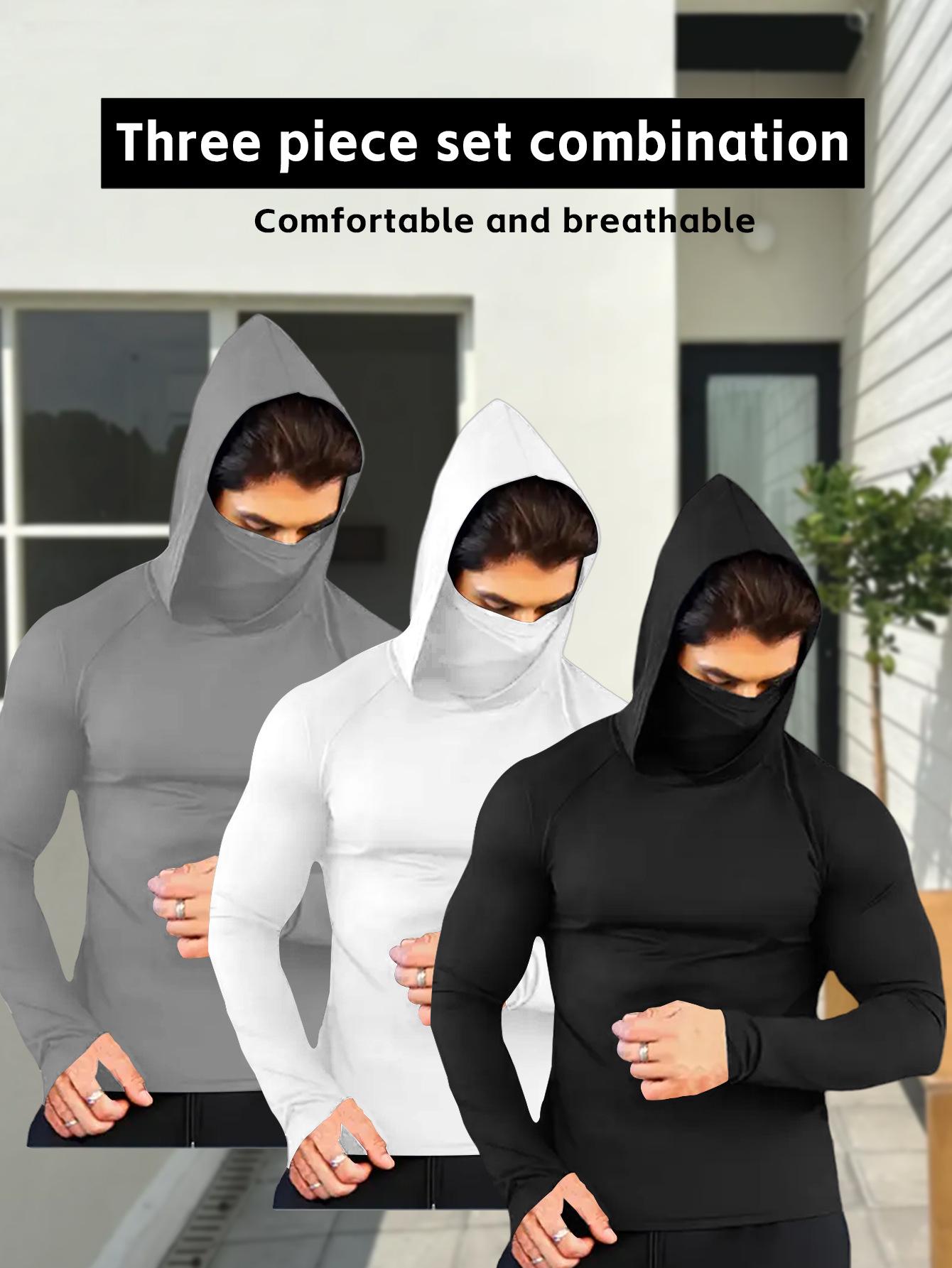 

Комплект спортивного худи из 3 предметов для мужчин с быстрой сушкой - Идеально для бега, фитнеса и велоспорта. Дышащая и удобная ткань. Extra Large чёрный/белый