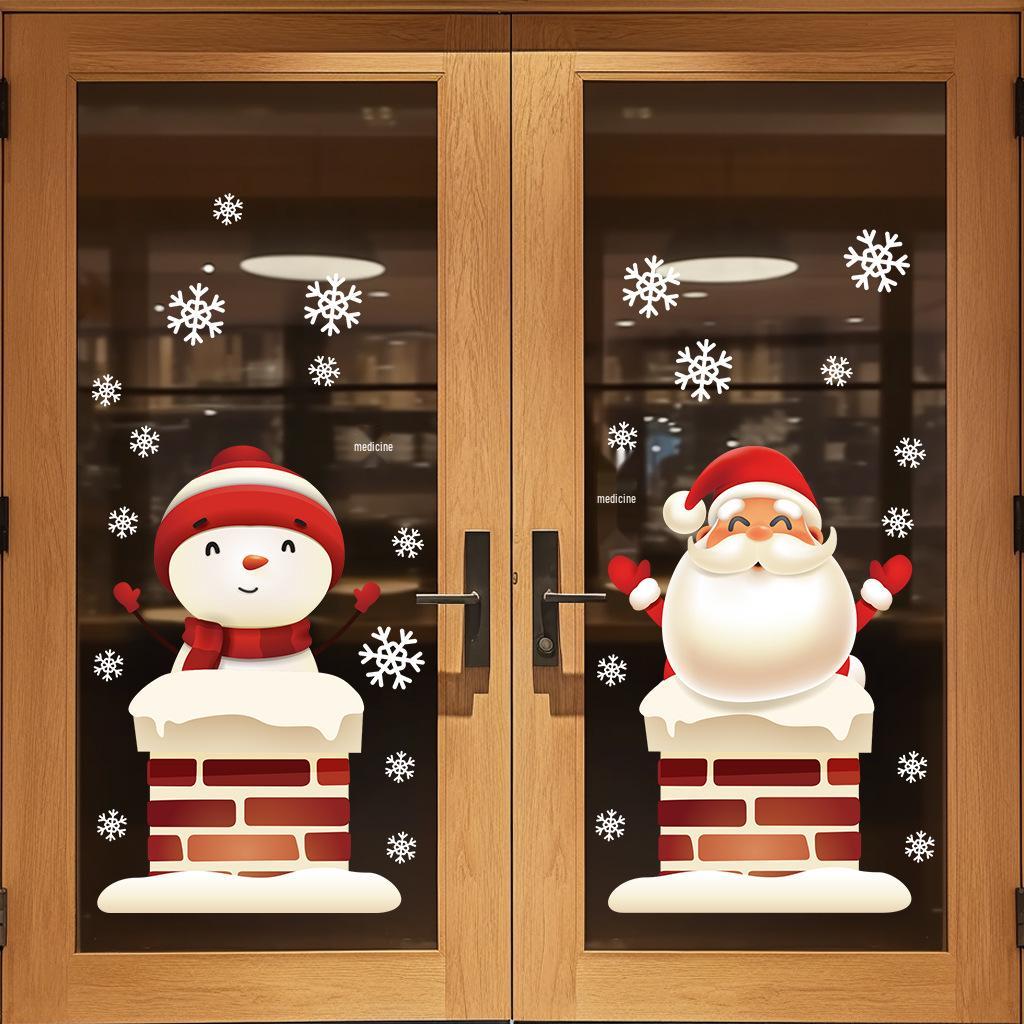 Cross-border Christmas Static Cling Window and Wall Stickers for Glass Doors and Shopping Malls