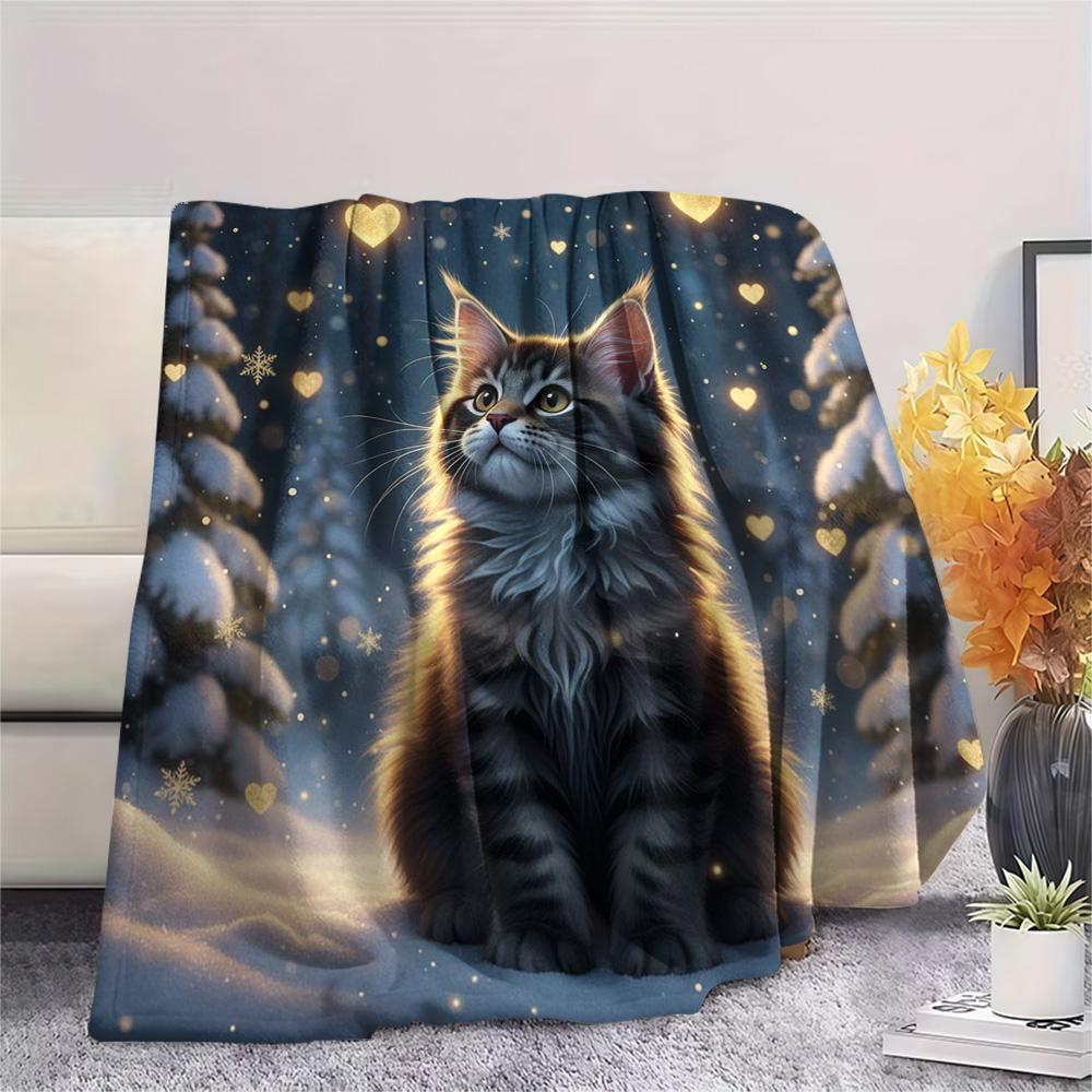 1PC Cute Little Animals Print Flannel Blanket, High Quality Comfortable for All Seasons, Home Decor, Warmth and Comfort