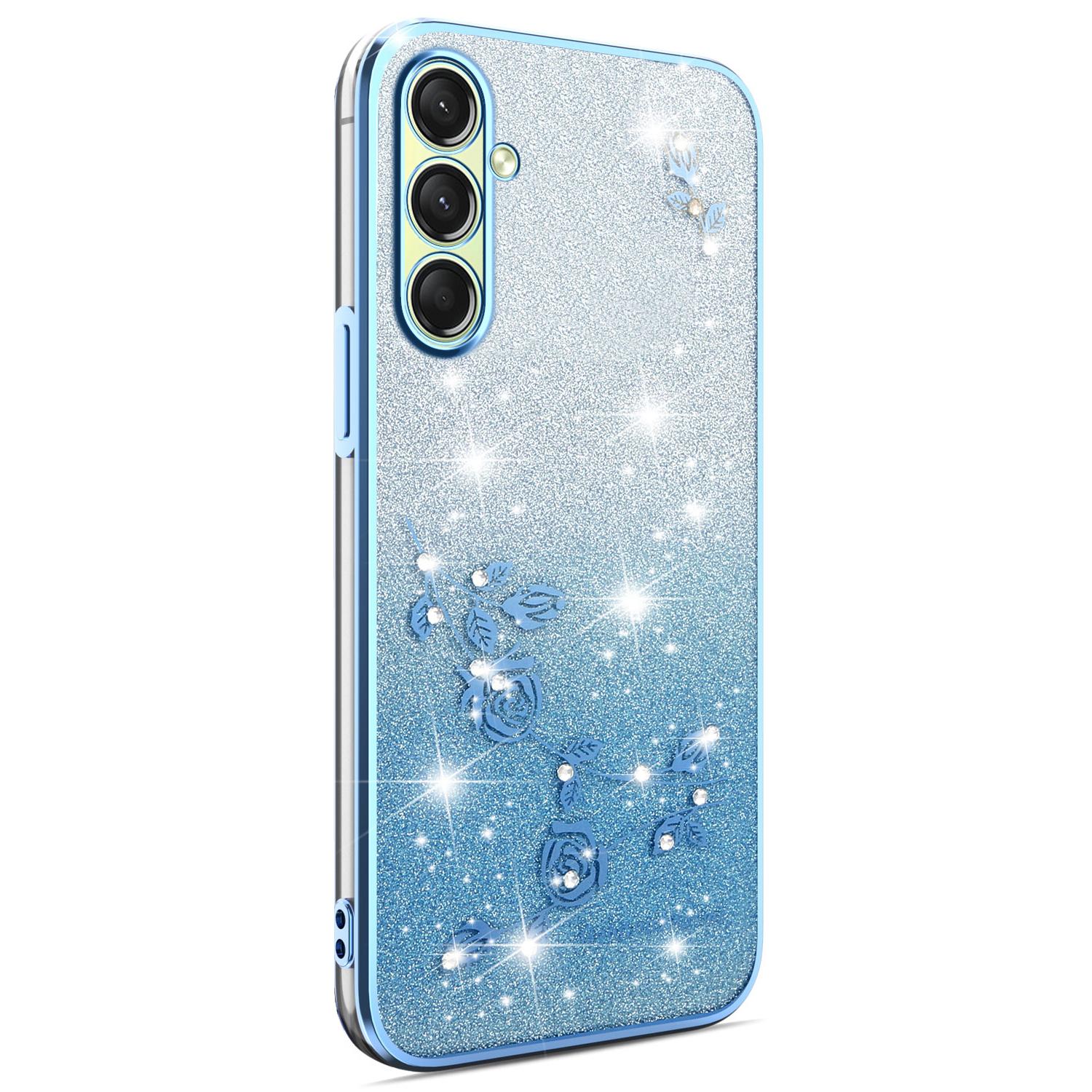 

KADEM For Samsung Galaxy A17 Case Flower TPU Flexible Gradient Phone Cover Blue