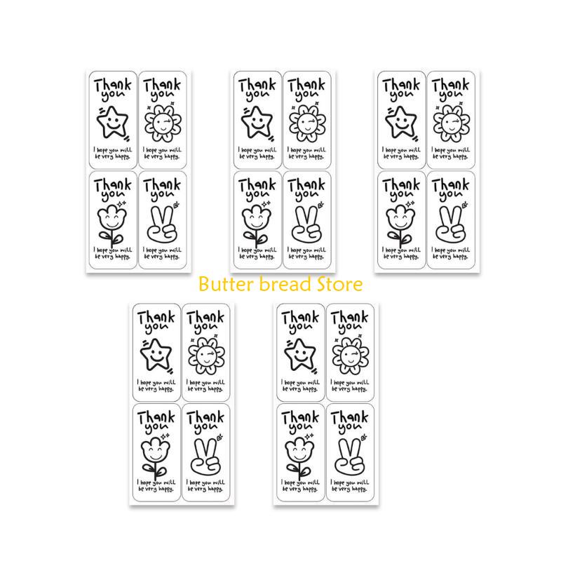 W89C 125Pcs Thank You Stickers Rectangular Wrapping Labels Self-adhesive Labels for Wedding Small Businesses, Online Retailer