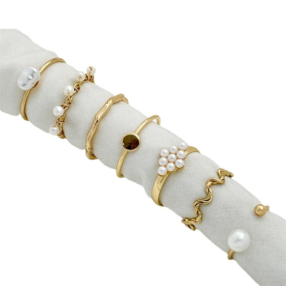 Japanese-Korean Pearl Knuckle Ring Set: 7-Piece Creative Fashion Rings for Women