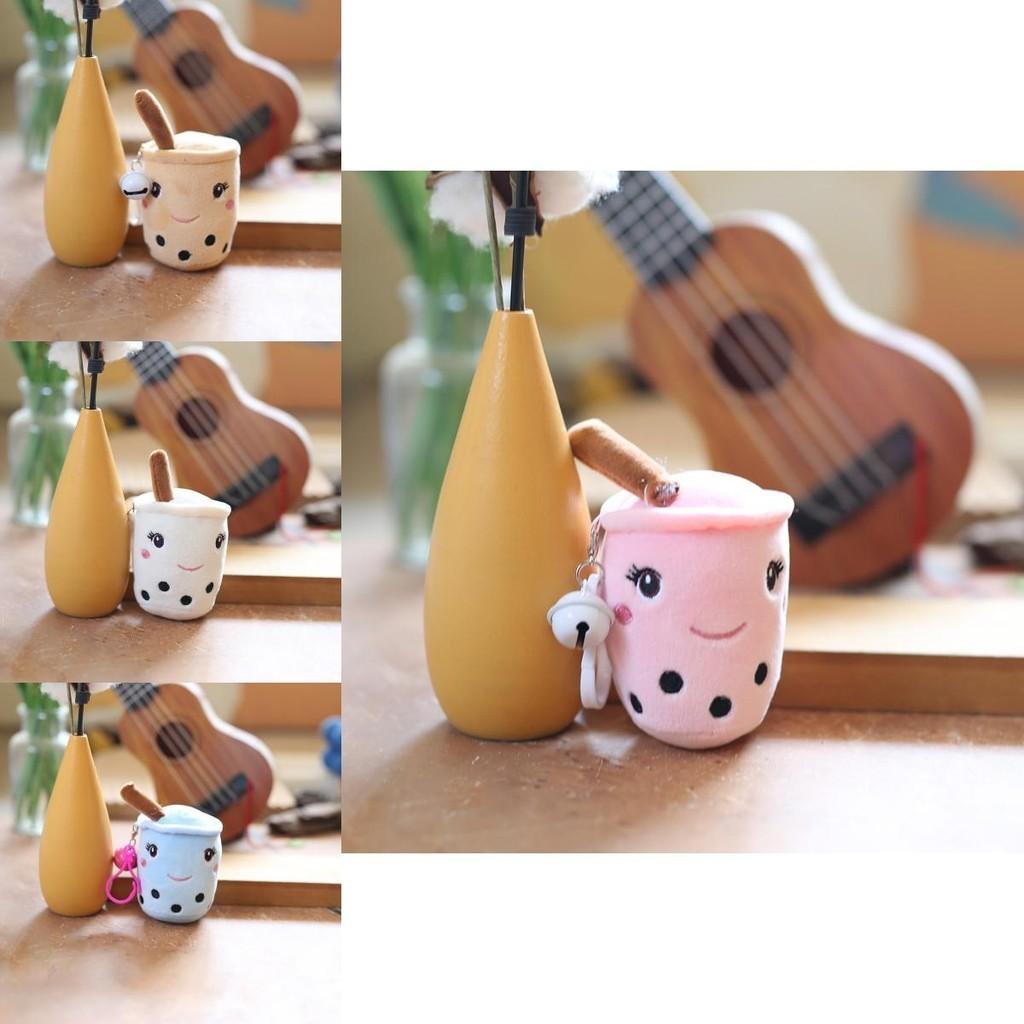 Adorable Plush Milk Tea Cup Keychain Soft Cartoon Animal Bag Ornament