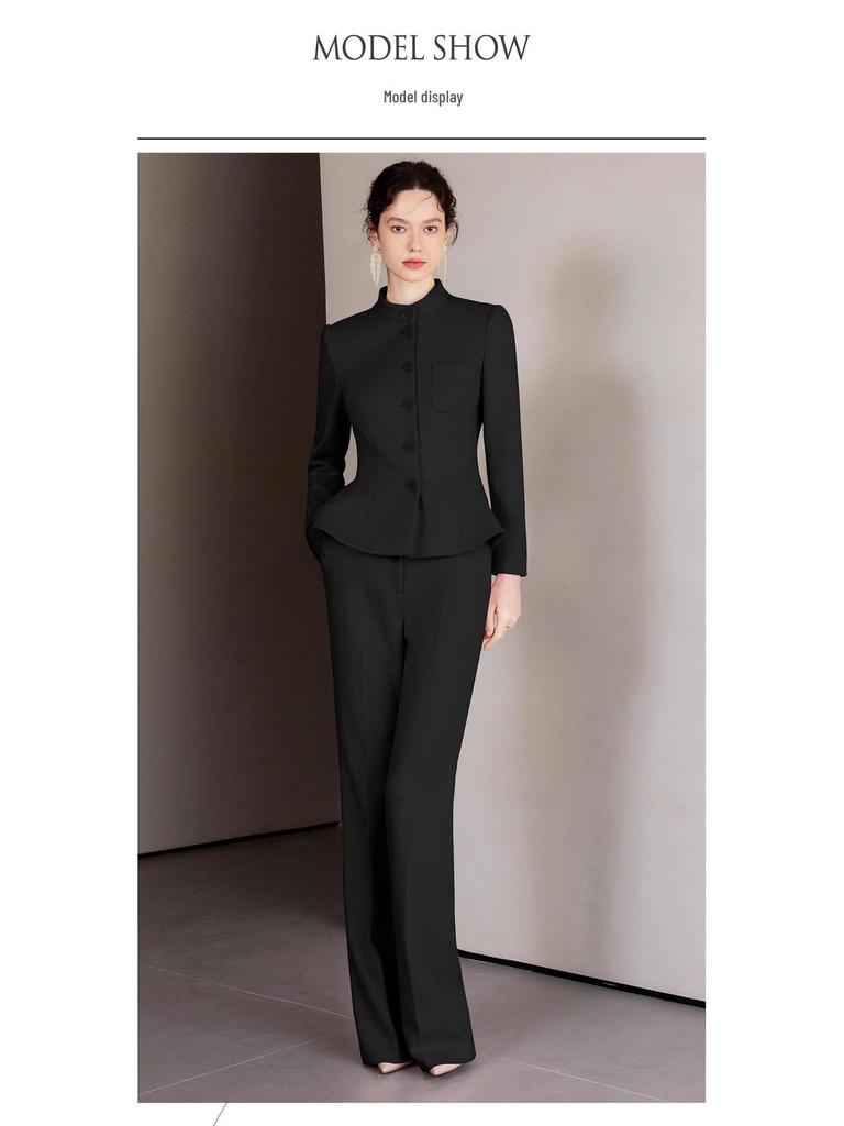 AD Winter Damen High-End Pink Wollmischung Blazer & Hosen Set - Elegantes Professionelles Outfit