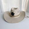 Unisex Wide Brim Straw Cowboy Hat with Windproof Rope and Sun Protection