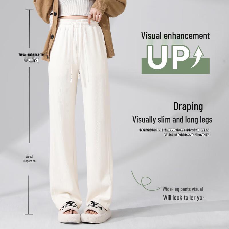 MJ STYLE Damen Chenille High-Waist Weitbein Hose