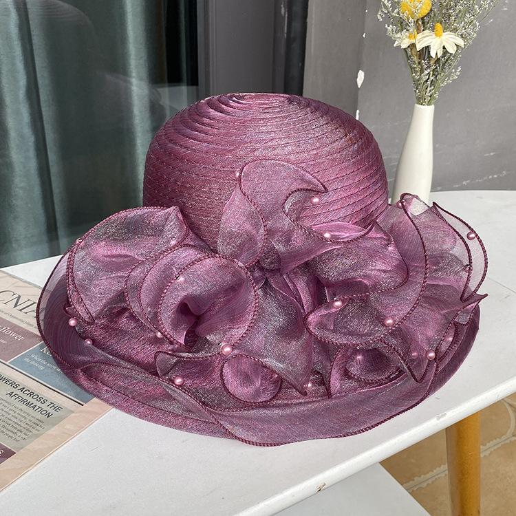 Eugen yarn large flowerpot hat women's fashion mesh visor summer breathable travel sun protection beach hat