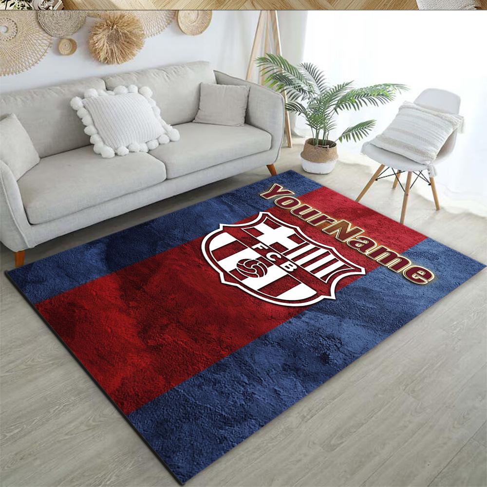 Fc Barcelona Customized Name Area Rug Design for Dormitory Entryway Outdoor Foyer Anti-slip Rug Office Home Decor Perfect Birthday/Christmas Gift Idea