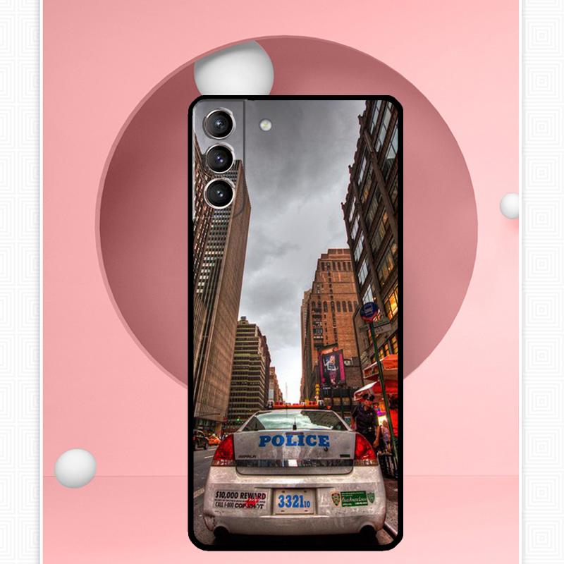 Police Car Cover For Samsung Galaxy S23 S24 Ultra S8 S9 S10 S22 Plus Note 10 20 Ultra S20 S21 FE Case