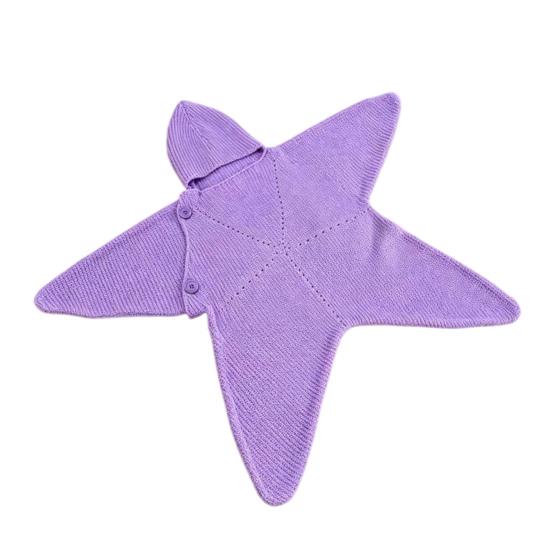 Cute Star Shape Sleeping Bag Starfish Baby Sleep Sack, Soft Knitted Full Body Swaddle Blanket with Infant Cocoon Hood for Newborn, Anti Kick Warm Bag,