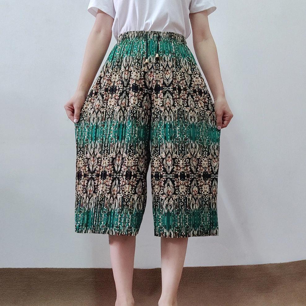 Dlouhé Volné Kalhoty Sloní Nohy Nastavitelný Elastický Pás Šňůrka Ženy Muži Unisex Potisk Thajsko Ležérní Streetwear Pláž Léto Bohémský Retro Vintage