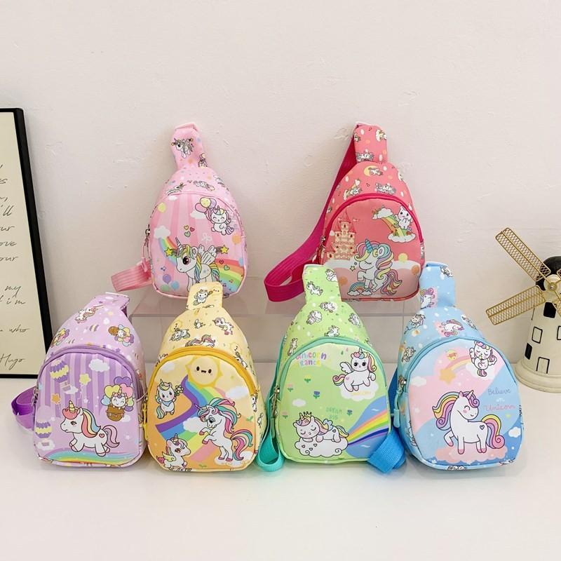 Kids Stylish Unicorn Cartoon Small Crossbody Bag For Daily School Outings And