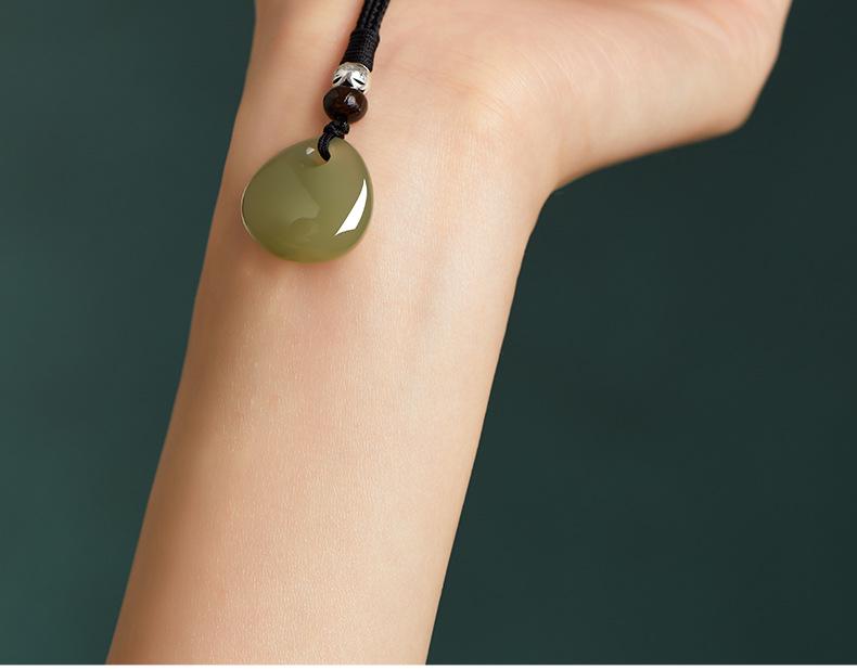 Natürlicher Hetian Jade Glücksbeutel Amulett: Frauen Friedenssegen Anhänger - Exquisites Glücksgeschenk