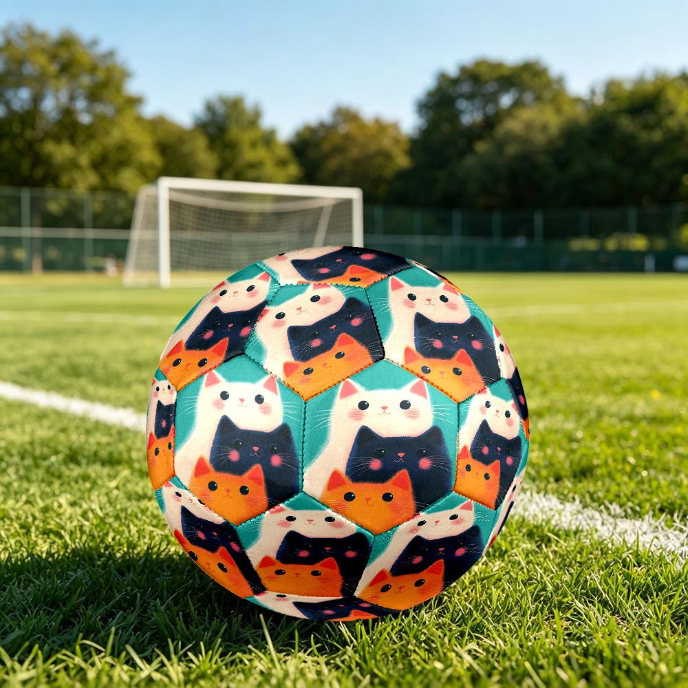 1pc Cute Cat Trio Size 5 Soccer Ball Professional Match Training Football Indoor &Outdoor Sports Ball Lightweight Durable m6564