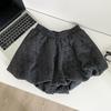 Women's Hip-Hugging A-Line Diamond Quilted Lantern Pants: Winter-Ready, Elastic Waist, Wide-Leg, Short Style