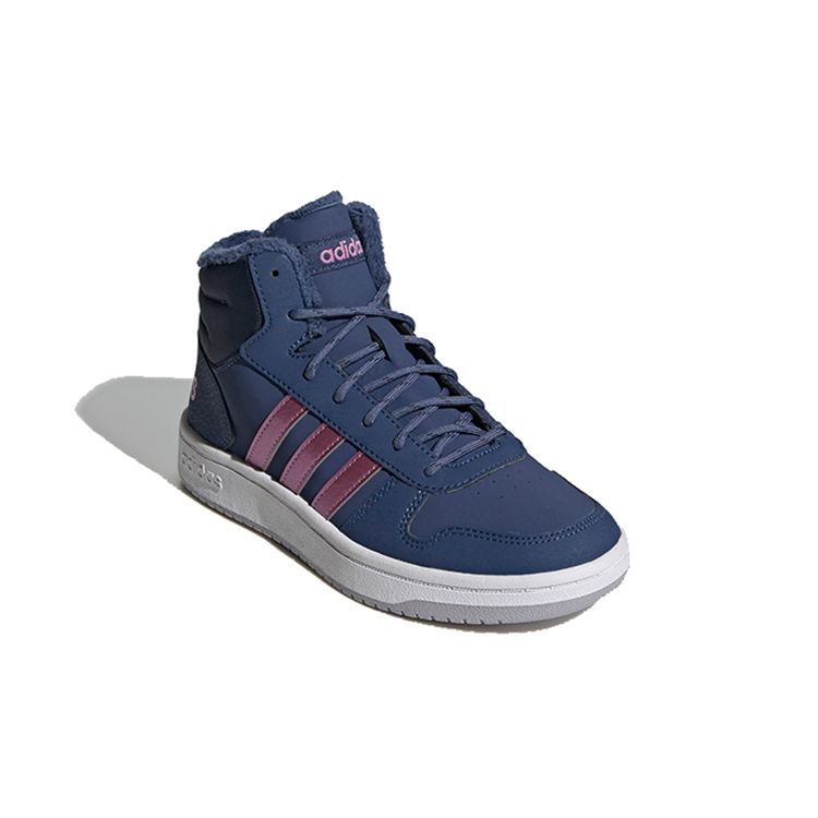 Adidas Neo Hoops 2.0 Breathable Mid-Top Kids Basketball Shoes Deep Blue Purple Kids Sneakers FW4277