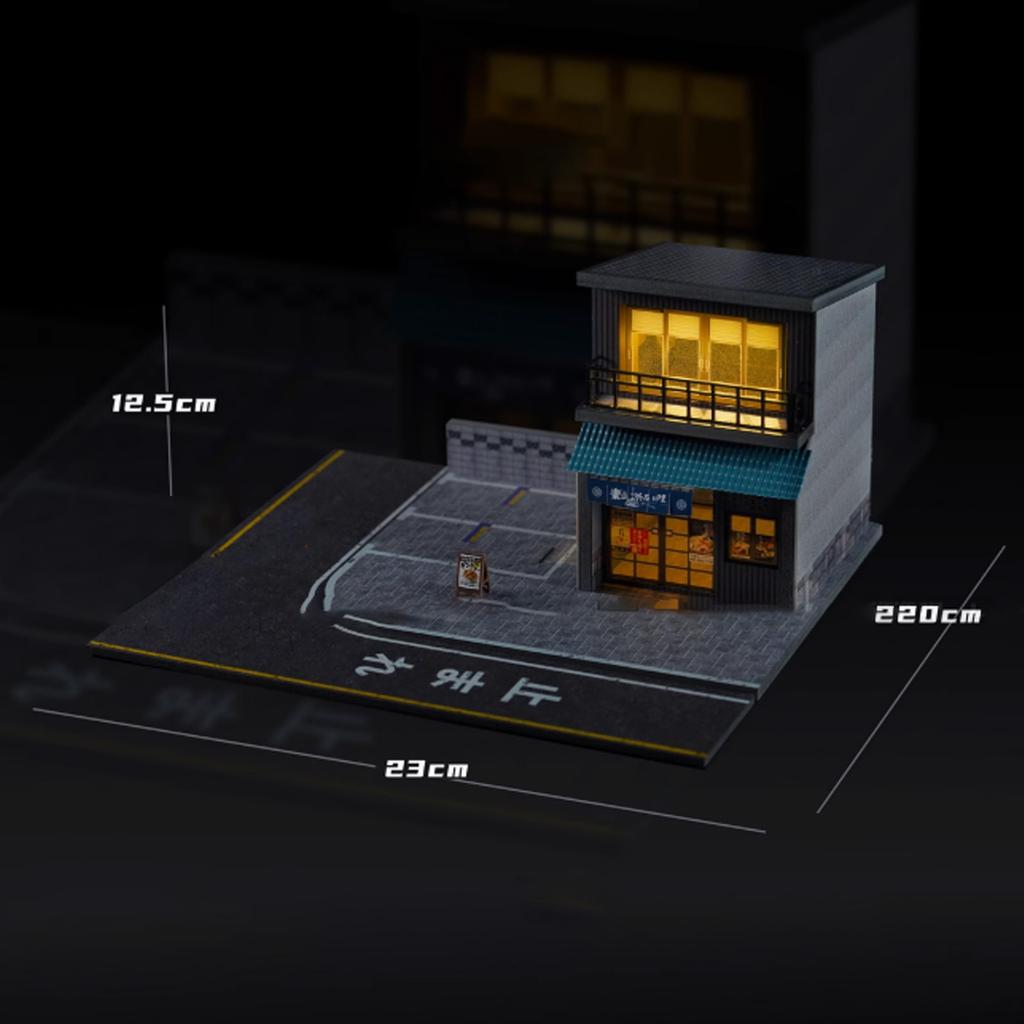 1/64 Diorama Car Garage Model LED Lighting City Building Parking Lot Scene Model
