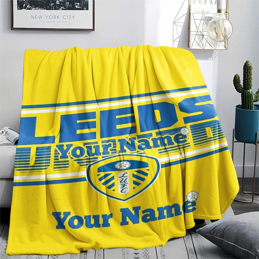 1PC Leeds Crest Custom Name Patterned Flannel Blanket Suitable For All Seasons For Home Decor Warmth And Comfort Gifts Holiday Present