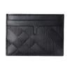 Black Check Embossed Leather Card Holder For Daily Use