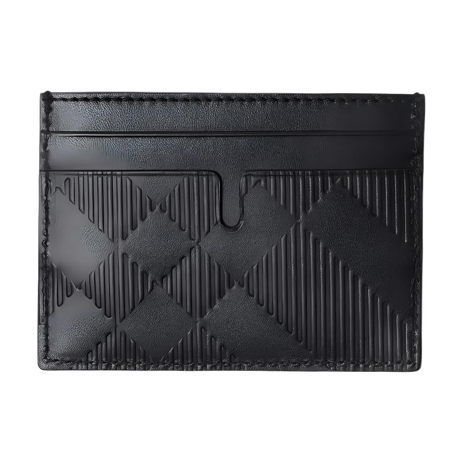 

Burberry Black Check Embossed Leather Card Holder For Daily Use Gift Set(Basic Set+Box+Shopping Bag)