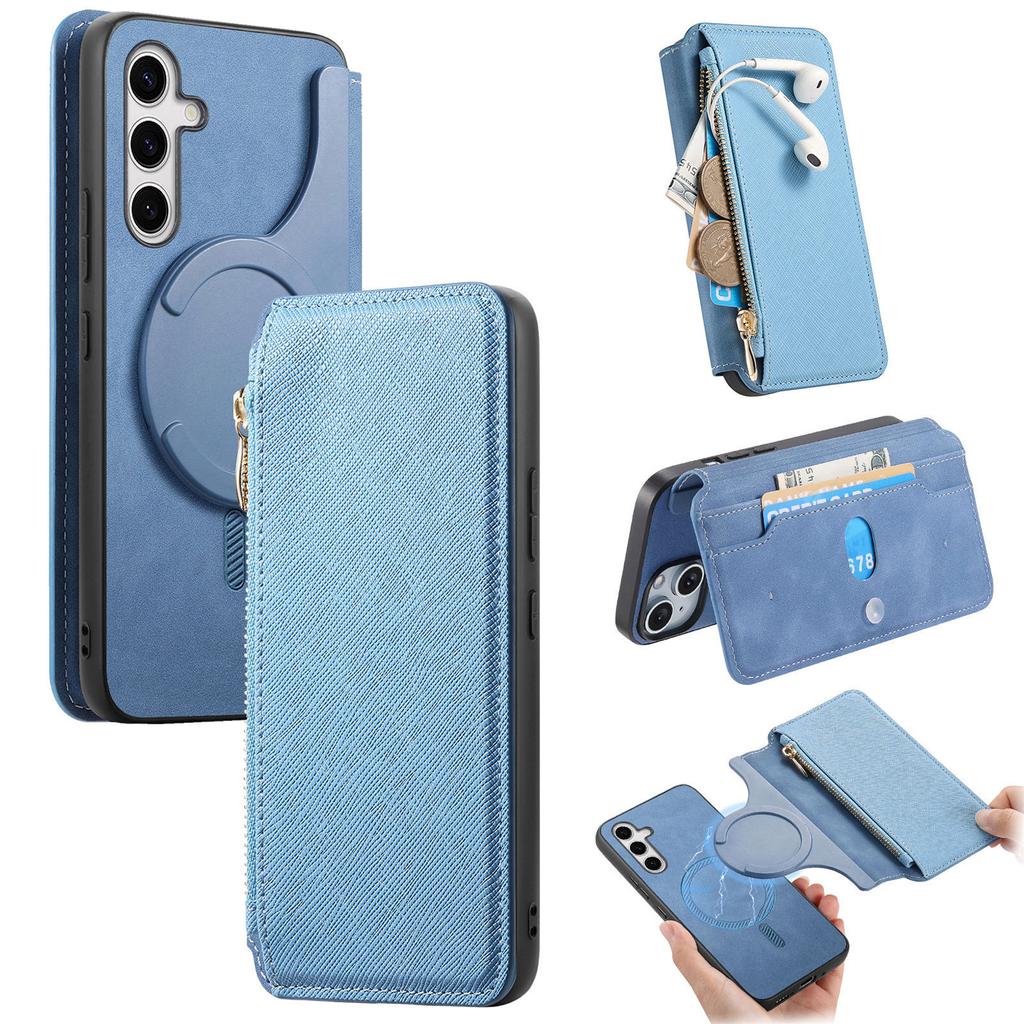 For Samsung Galaxy S25+ Leather Case CASENEO Cross Texture Detachable Magnetic Phone Cover Wallet Stand