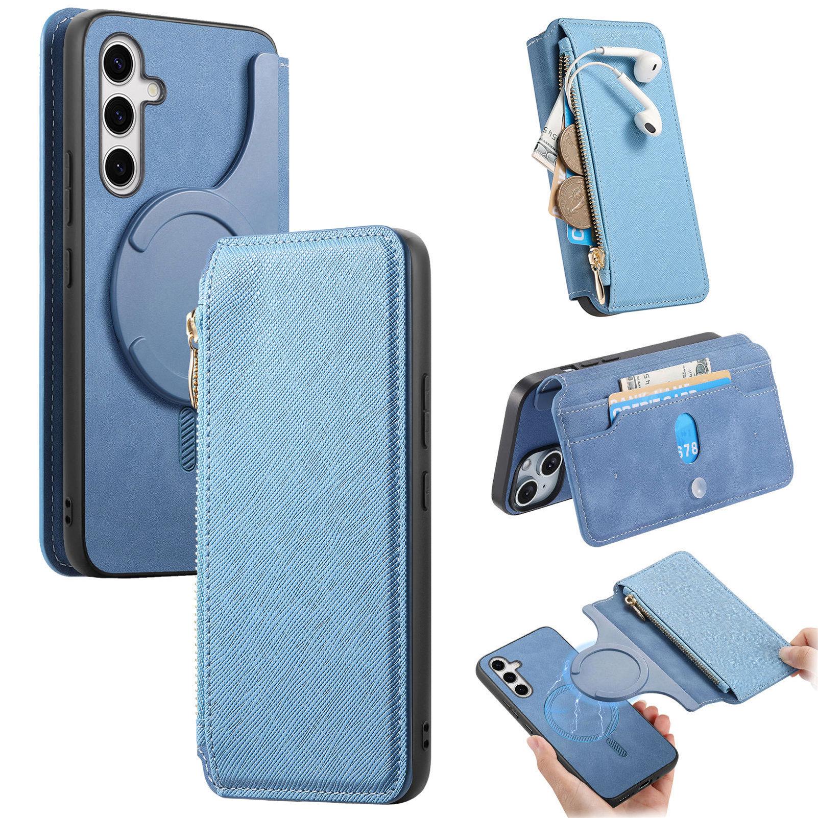 

For Samsung Galaxy S25 Ultra Leather Case Cross Texture Detachable Magnetic Phone Cover Wallet Stand A
