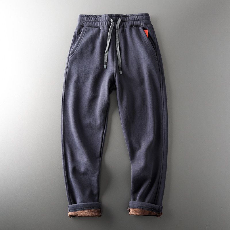 Foreign Trade Tail Order Cut Label Winter Fleece-Lined Casual Men's Pants