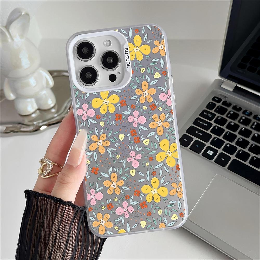 Garden Flowers Pattern Phone Phone Case For iPhone 17 16 15 14 13 12 11 Pro Max 16e 17e Plus Bumper Shockproof Hard Coque Cover