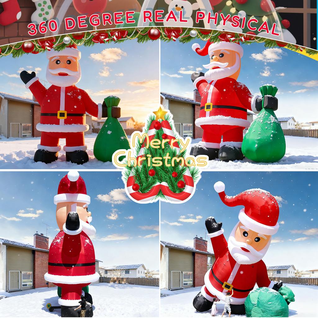 20/26/33/40FT Giant Inflatable Santa Claus Outdoor Christmas Decor Xmas Ornament Huge Blow Up Santa Claus with Light