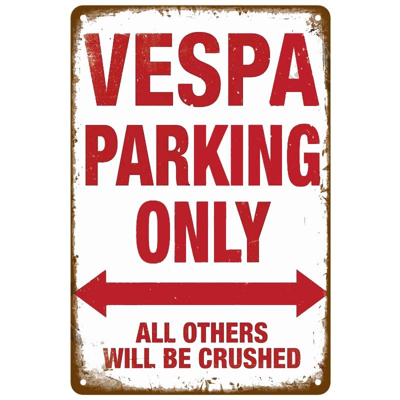 BarArtPro Vespa Tin Sign Art Decor Motorcycles Printed Metal Plaque - Vintage Pin Up Wall Art for Pub Interiors & Cafe Ambiance