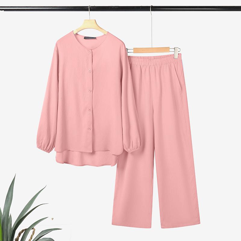 ZANZEA Dámské ležérní dvoudílné sady obleků s dlouhým rukávem a kalhotami