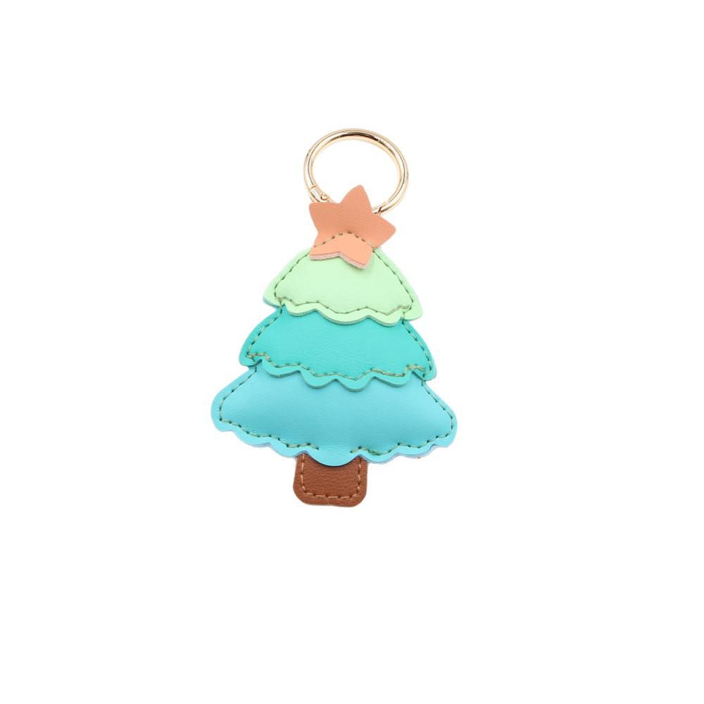 Layered PU Leather Christmas Tree Keychain - Handcrafted PU Stitched Bag Charm & Car Pendant, Festive Fashion Accessory
