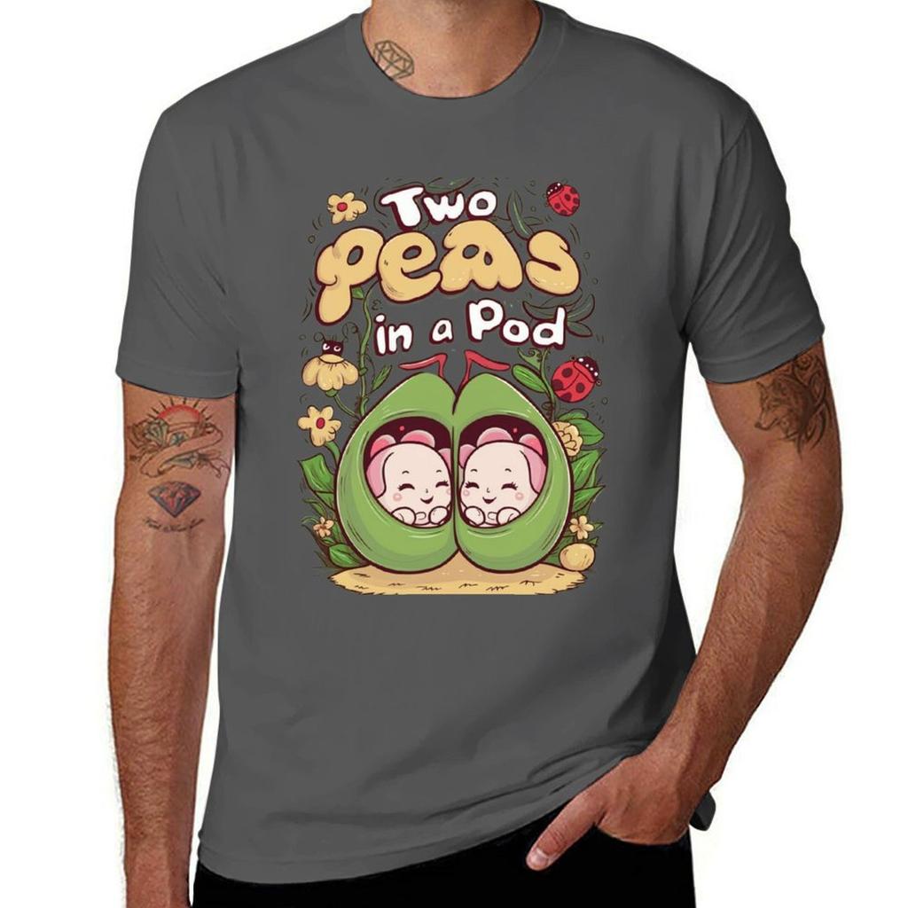 Two Peas In A Pod Kawaii Tshirt Work Wear Short Sleeve Tshirt