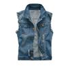 Herrväst i Koreansk Stil, Smal Passform, Riven Denimbäst - Ärmlös Topp för Vår/Sommar/Höst