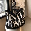 Large capacity letter canvas bag women's summer new Internet celebrity fashion single shoulder tote bag out hand-held shopping bag