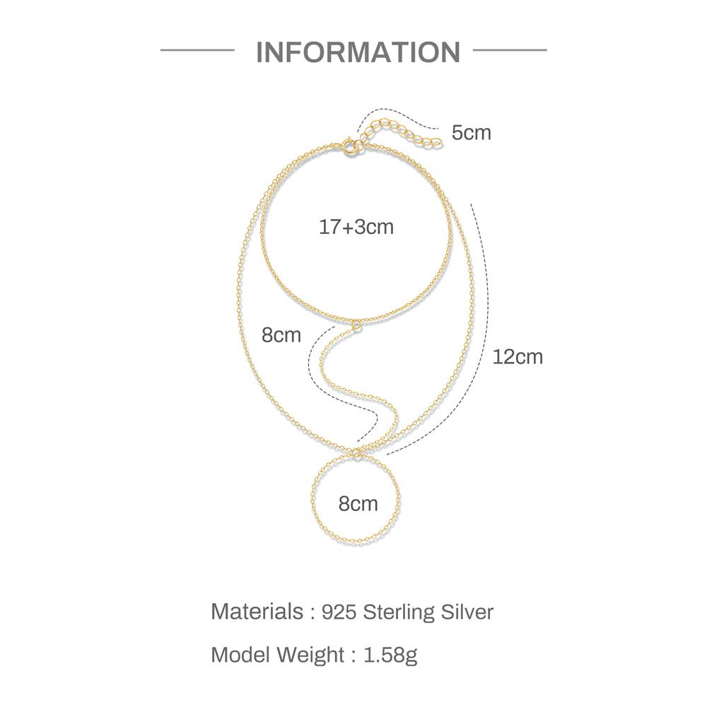 CANNER 925 Silver Classic Plain Chain Simple Finger Bracelet For Women Minimalism Hand Ring Chain Bracelets Jewelry