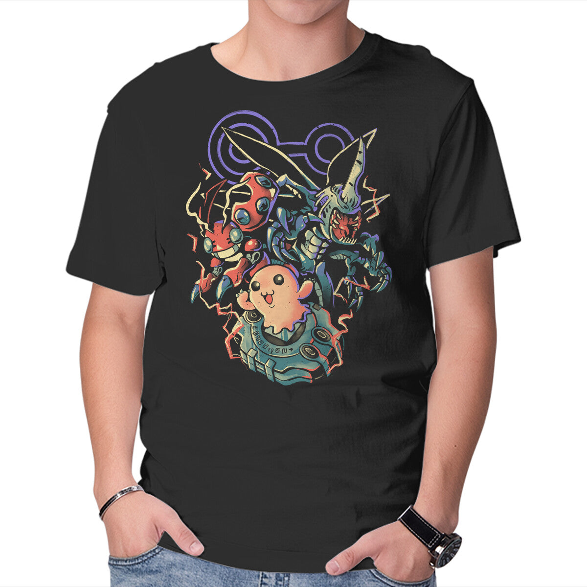 Unisex Crew Neck T-Shirt Digital Insect Evolution Graphic Short Sleeve Casual Tee S