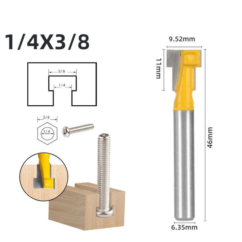 1/3 sztuk T Slot Router Bit śruba sześciokątna dziurka od klucza dziurka od klucza 6.35mm 6mm 8mm Shank frez do drewna frez trzpieniowy