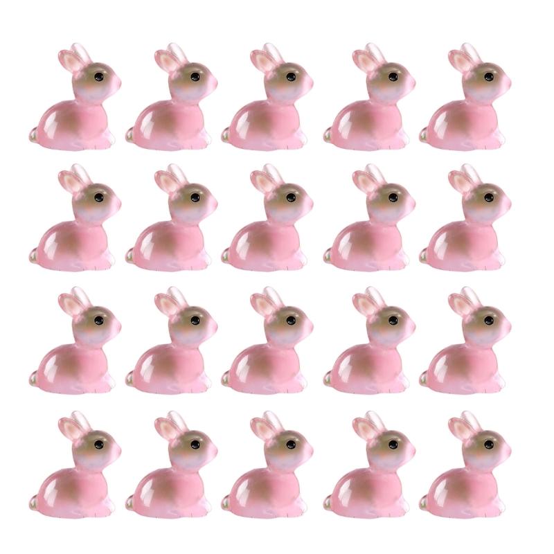 

Luminous Bunnies Statue Resin Rabbits Figurine Night Glowing Glow Animal Sculptures for Night Glowing Animals 20PCS
