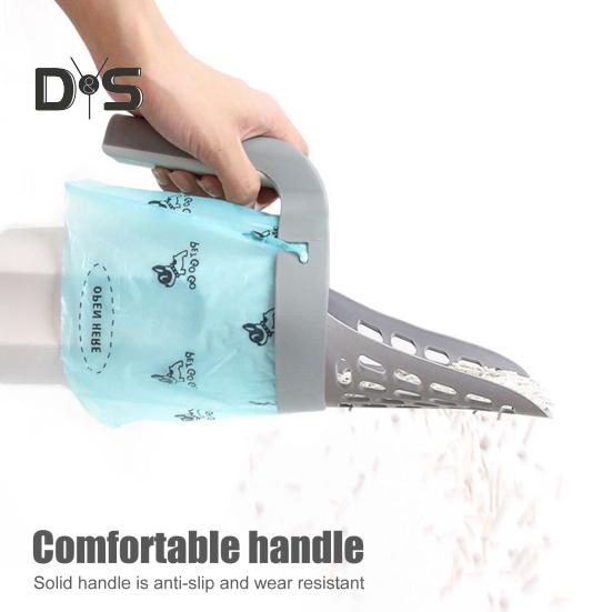 Naběračka na kočičí stelivo s odpadkovou nádobou, velkokapacitní přenosná naběračka s držákem, integrovaná odnímatelná sítka na kočičí stelivo